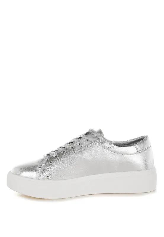 Cincinati Metallic Pleather Chunky Sneakers for Comfort - Love Salve